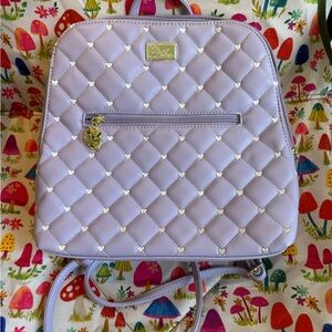 Betsey Johnson Purple Quilted Backpack with Gold Accents